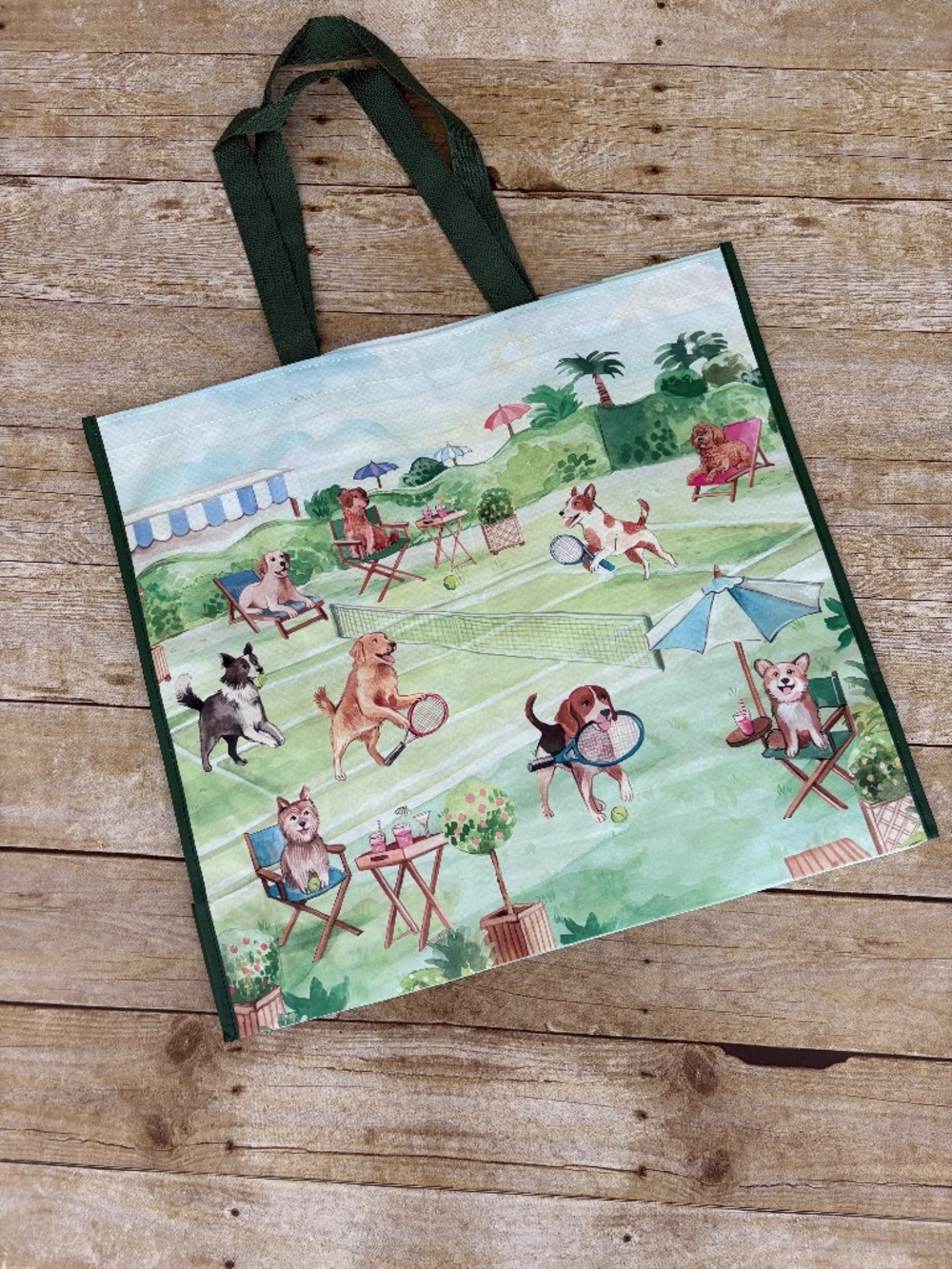 TJ Maxx Reusable Shopping Bag Dogs Playing Tennis New
